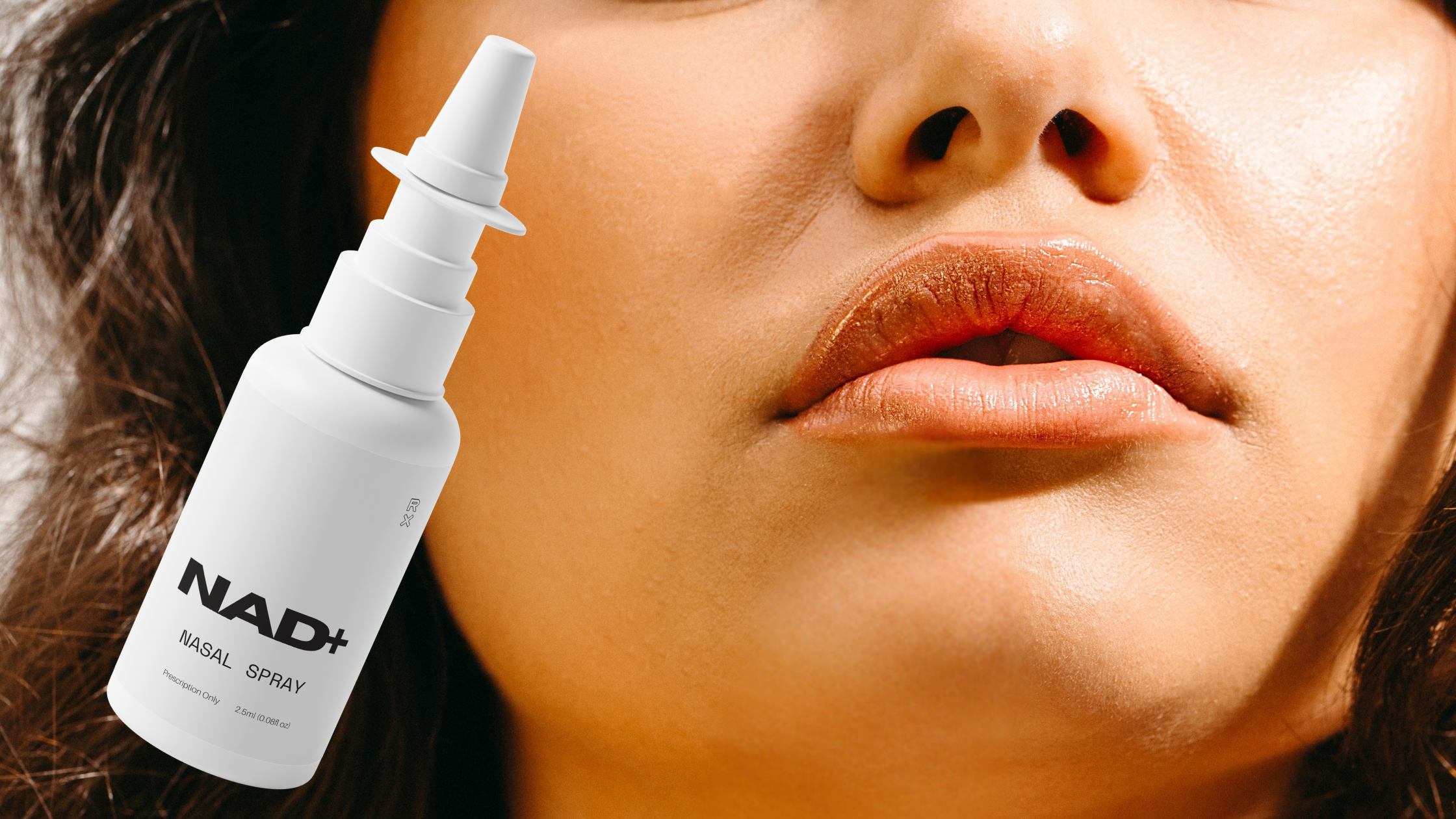 FitishRX NAD+ Nasal Spray product shown against a warm editorial close-up, highlighting prescription-only cellular wellness through telehealth