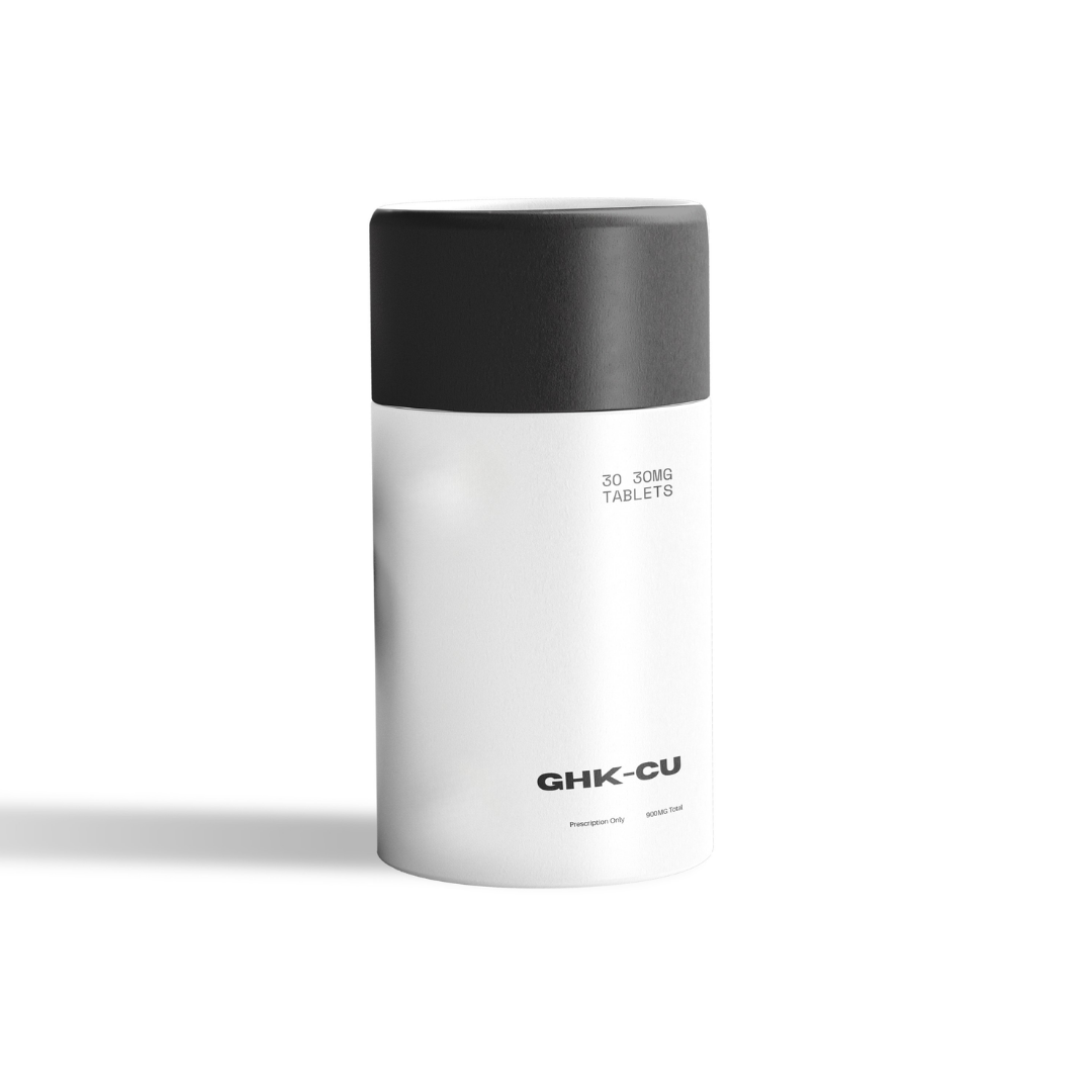 White container with black lid on a white background