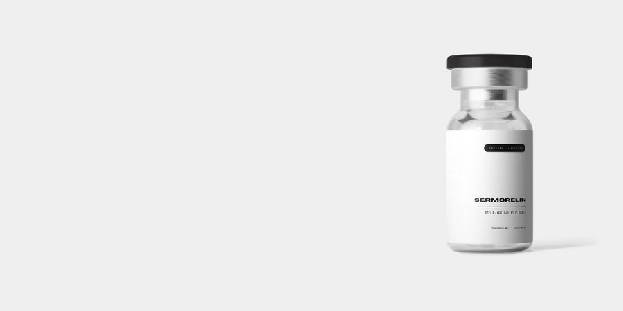sermorelin medical vial on white background