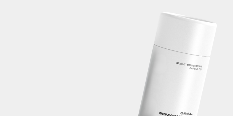 cylinder container bottle labeled oral semaglutide on white background