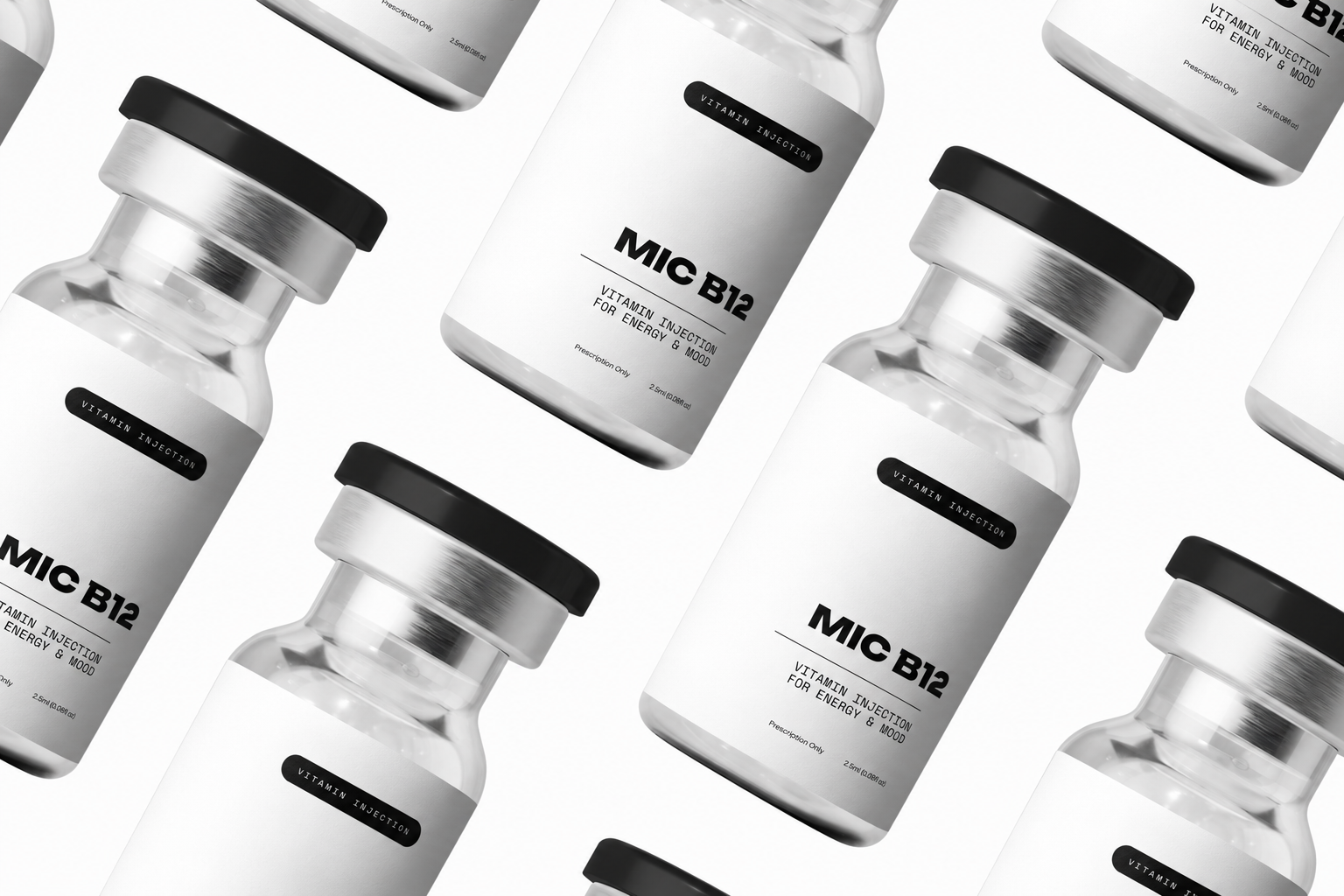 Multiple vials labeled &